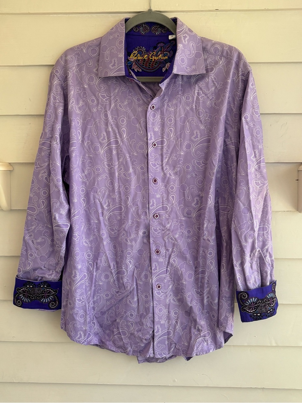 Robert Graham Purple Paisley Long-Sleeve Button Down Shirt Men’s Size Large